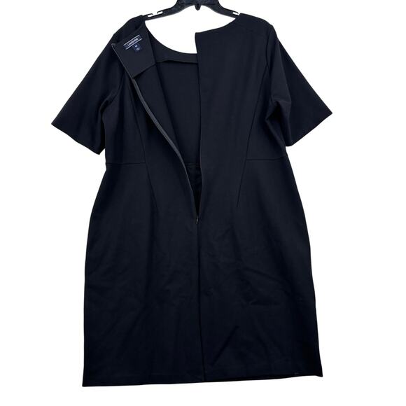 Lands' End Sheath Dress Womens Size 18 Black Ponte Knit Stretch Pockets Back Zip - Picture 5 of 10